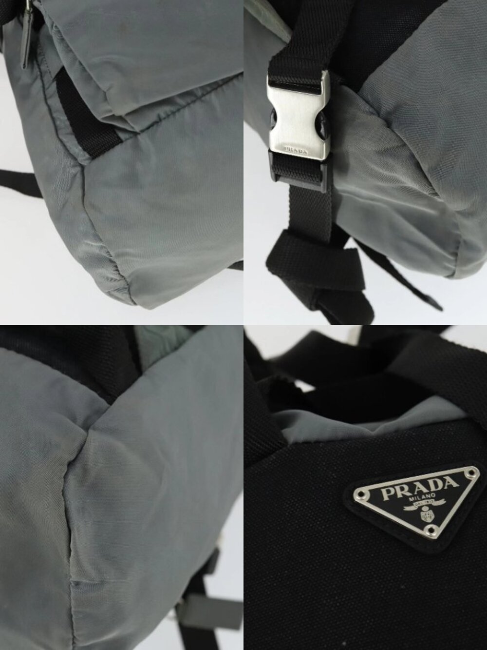 PRADA Backpack Nylon Gray Silver Auth BA10134 - Picture 14 of 15